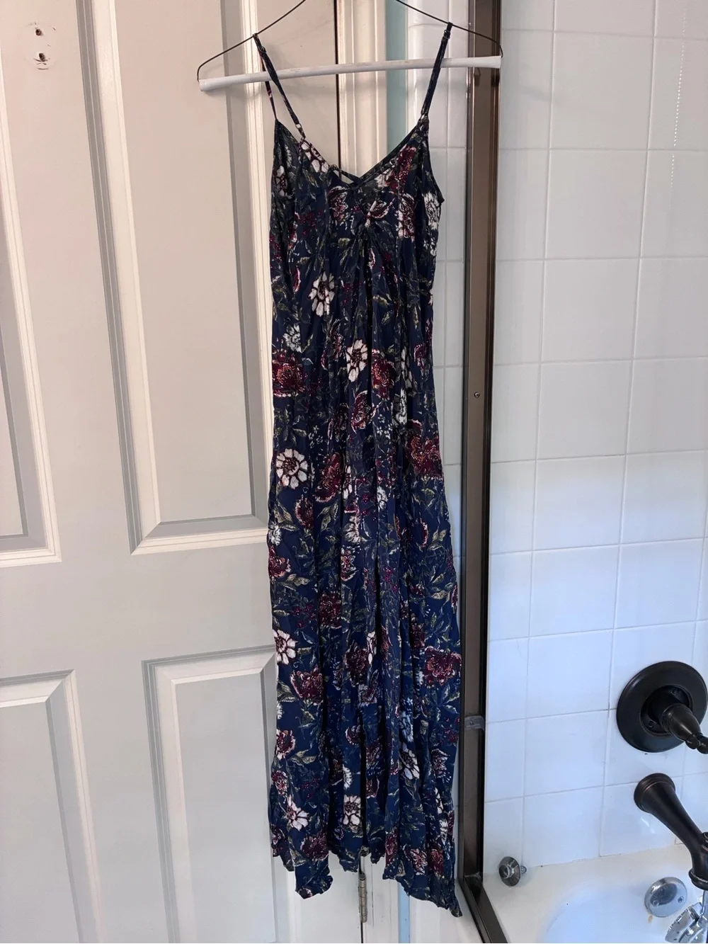 Abercrombie & Fitch Floral Dark Blue Sleeveless Maxi Dress size XS